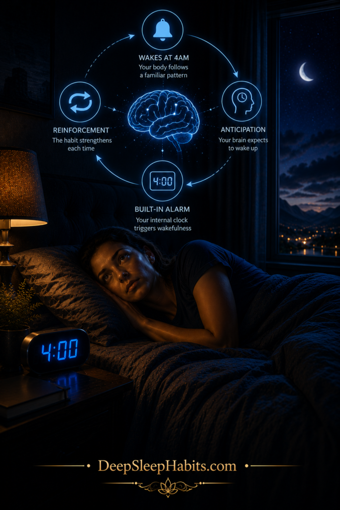 wake up at 4AM - Your brain has learned to wake up at 4AM